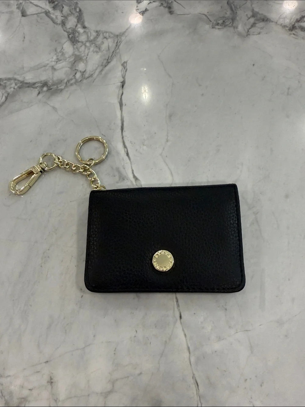 Steve Madden Black Faux Leather Keychain Card Holder Wallet